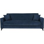 Canapé convertible 3 places - bergamo - tissu bleu foncé - 2 coussins - coffre de rangement - 230 x 85 ... Canapé convertible 3 places - bergamo - tissu bleu foncé - 2 coussins - coffre de rangement - 230 x 85 ...