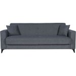Canapé convertible 3 places - bergamo - tissu gris foncé - 2 coussins - coffre de rangement - 230 x 85 ... Canapé convertible 3 places - bergamo - tissu gris foncé - 2 coussins - coffre de rangement - 230 x 85 ...