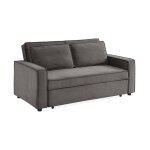 Canap� convertible 3 places gris velours c�tel�. banquette. lit. canap�