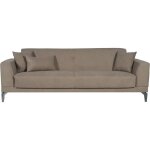 Canap convertible 3 places - henry - tissu marron - 3 coussins - coffre de rangement - 234 x 85 x 84 ...