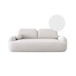 Canap� convertible 3 places milly avec coffre en tissu bouclette - blanc