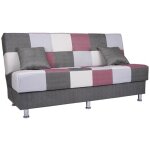 Canap convertible 3 places patchwork rouge 190 cm avec rangements - primur