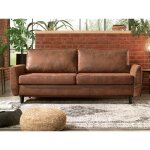 Dan - canap droit 3 places convertible - style industriel - avec coffre de rangement - marron