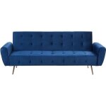 Canap convertible 3 places velours bleu marine selnes