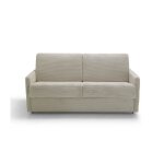 Canap� convertible 3 places en velours c�tel� l175cm - matelas 14cm - cosenza - ecru - x x - calicosy ...