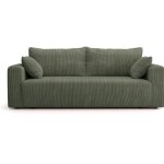 Canap� convertible 3 places en velours c�tel� vert kaki - fjord