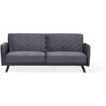 Canapé convertible 3 places en velours gris - beliani - senja - vintage - moelleux - coffre de rangement ... Canapé convertible 3 places en velours gris - beliani - senja - vintage - moelleux - coffre de rangement ...
