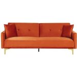 Canapé convertible 3 places en velours orange lucan Canapé convertible 3 places en velours orange lucan