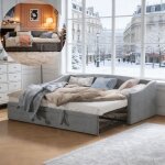 Canap� convertible 90x200 - velours gris - m�canisme hydraulique - 2 places - 300 kg de charge