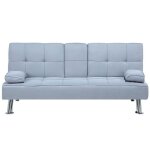 Canap convertible 3 places en tissu gris clair roxen