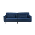 Betty - canap� design convertible 3 places en velours bleu