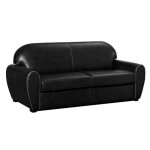 Canap convertible club oxford express sommier lattes 140 / 16cm cuir luxe vachette devon noir