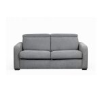 Canap� carole convertible 3 places couchage quotidien 140x190cm en tissu - gris clair