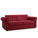 Canap convertible express chesterfield 140cm matelas 16cm polyurthane bordeaux