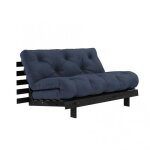 Canapé convertible futon roots pin laqué noir matelas 140 x 200 cm coloris bleu marine Canapé convertible futon roots pin laqué noir matelas 140 x 200 cm coloris bleu marine