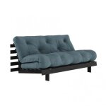 Canapé convertible futon roots pin laqué noir matelas 160 x 200 cm coloris bleu pétrole Canapé convertible futon roots pin laqué noir matelas 160 x 200 cm coloris bleu pétrole