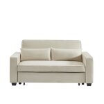Canapé droit lena convertible velours beige 3 places Canapé droit lena convertible velours beige 3 places