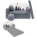Canap convertible lit enfant nino - montagnes gris - modulable - oeko - tex