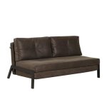 Canap� convertible lit mikko - livin24 - gris - 2 places - industriel - loft - cuir �cologique