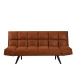 Canap� convertible timo - livin24 - 2 places - cuir �cologique - marron