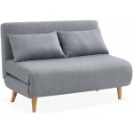 Canap convertible en tissu - guesta - 2 places scandinave. pieds bois fonc. gris clair. banquette. ...