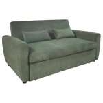 Canap� convertible en velours c�tel� vert 2 places matt