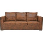 Canape - cuir daim artificiel - 3 places - marron Canape - cuir daim artificiel - 3 places - marron