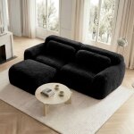 Canap� dangle 2 places tissu velours noir modulable et sans armature mousse haute r�silience 32d avec ...