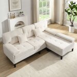 Canap� dangle 3 places en chenilleforme lcanap� multifonctionnel avec chaise longue et fonction litbeige ...