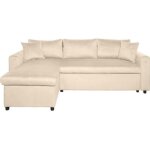 Canap� dangle 3 places maria r�versible et convertible avec coffre en velours - beige - l227 x p146 x ...