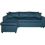 Canap� dangle 3 places maria r�versible et convertible avec coffre en velours - bleu - l227 x p146 x ...