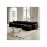 Canap� dangle 4 places tissu velours noir modulable avec chaiselongue sans armature mousse 32d avec cousins ...