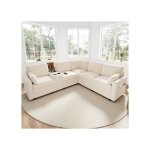 Canap� dangle 5 places tissu chenille beige avec console usb et porte - gobelets rangement int�gr� modulable ...