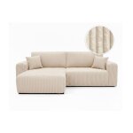 Canap� dangle compact r�versible et convertible alya 4 places en velours cotel� �pais - beige