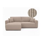Canap� dangle compact r�versible et convertible alya 4 places en velours cotel� �pais - taupe