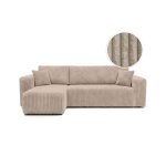 Canap� dangle conv et r�versible 4p alya velours cotel� �pais taupe