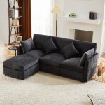 Canap� dangle en l convertible en canap� 3 places design modulable avec pouf amovible et 4 coussins en ...