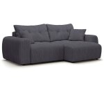 Canap� dangle convertible - 4 places - brandon - tissu gris anthracite - 242 x 144 x 86 cm