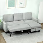 Canap� dangle convertible - akozon - 12789 - 3 places - m�ridienne r�versible avec coffre - tissu gris ...