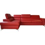 - canap dangle convertible en cuir italien de luxe 5 / 6 places avec coffre monza rouge fonc angle ...