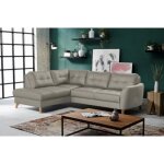Canap� dangle convertible en cuir italien de luxe 5 places noria avec coffre gris clair angle gauche