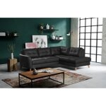 Canap dangle convertible en cuir italien de luxe 5 places noria avec coffre noir angle droit