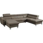 Canap dangle convertible en cuir italien de luxe 7 / 8 places aston taupe angle droit