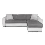 Canapé dangle convertible elona bi - matière blanc / gris avec poufs de rangement - loungitude Canapé dangle convertible elona bi - matière blanc / gris avec poufs de rangement - loungitude