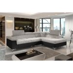 Canap dangle convertible - erman - en tissu et simili 5 places gris et noir angle droit (vu de face) ...