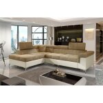 - canapé dangle convertible - erman - en tissu et simili 5 places marron et écru angle gauche (vu de ... - canapé dangle convertible - erman - en tissu et simili 5 places marron et écru angle gauche (vu de ...