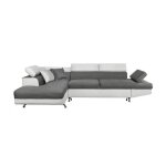 Canap� dangle gauche 5 places rio convertible avec coffre en tissu et simili - blanc / gris - l271 x ...
