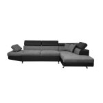 Canap dangle convertible rio en microfibre et simili - angle droit gris et noir - loungitude