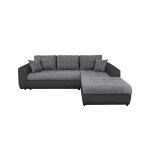 Canap� dangle droit 4 places suzie convertible en simili et microfibre - gris et noir - l246 x 188 x ...