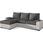 Canap� dangle convertible - en tissu gris et simili blanc angle gauche (vu de face) - lucas